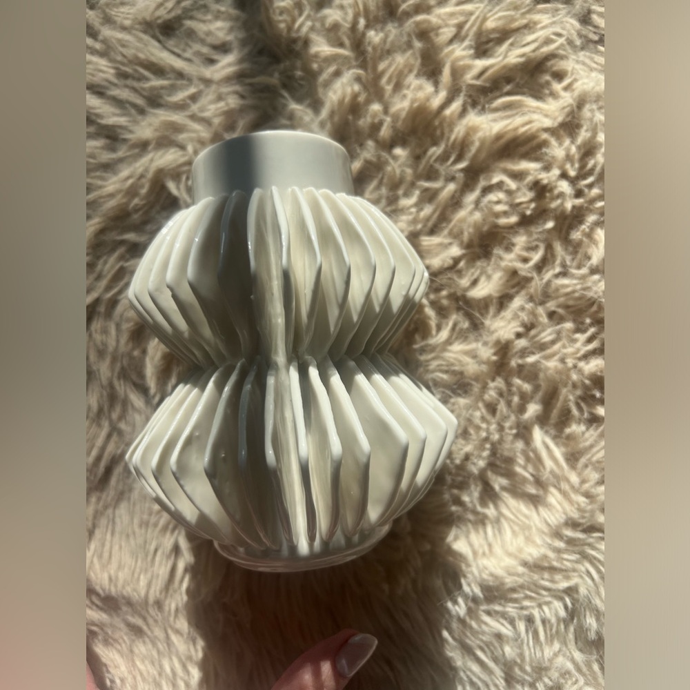 Gorgeous CB2 Porcelain Vase size is 4.75" diameter by 5.75" height